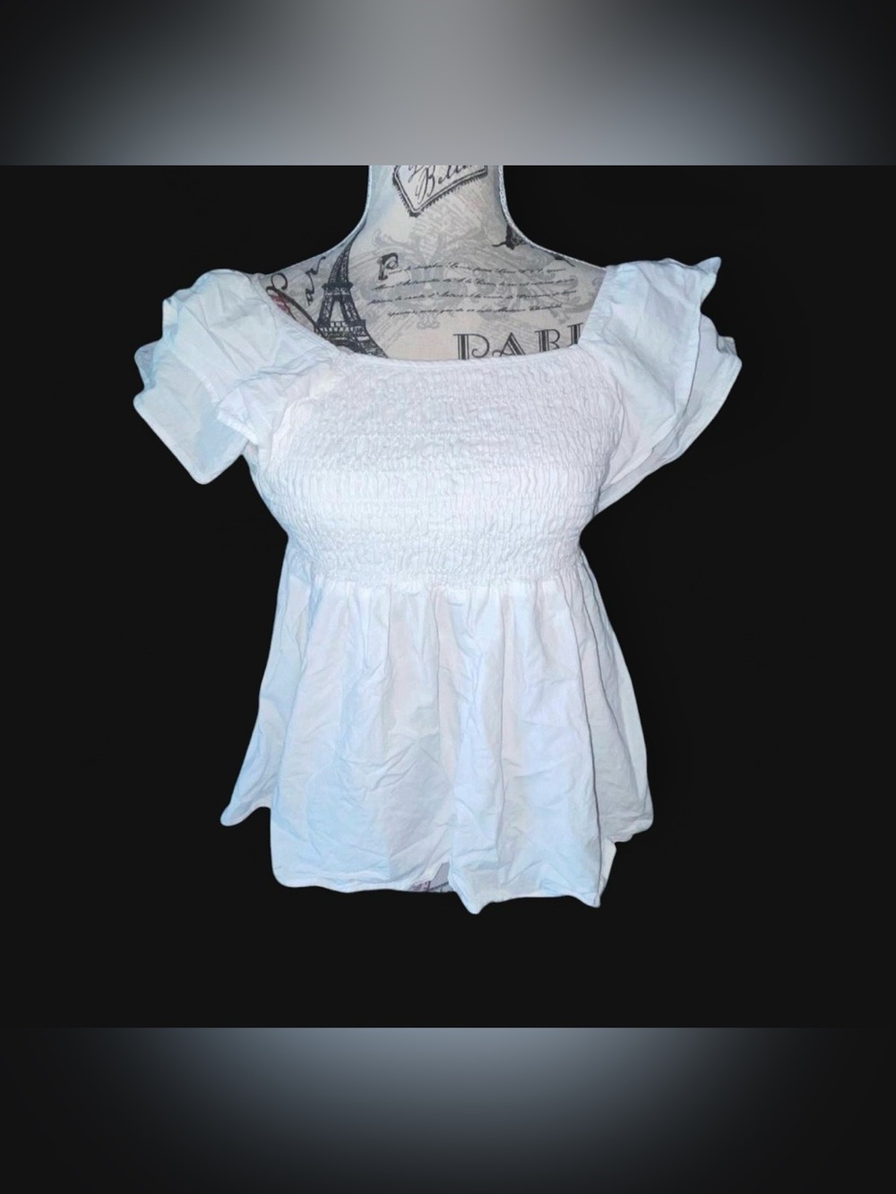 🤍 Umgee White Smocked Milkmaid Peplum Blouse 🤍
